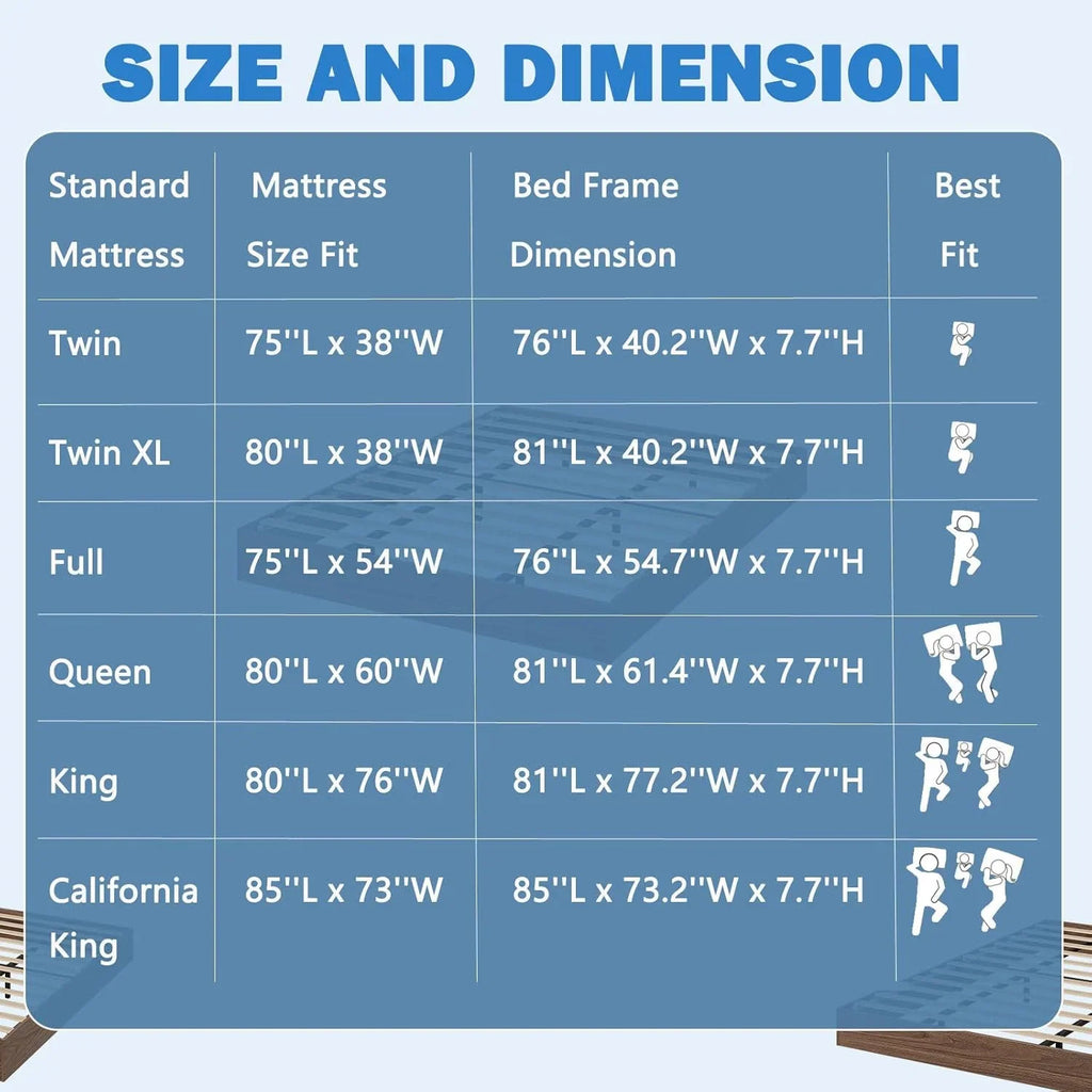 Rugerasy TWIN Size Wood Platform Bed Frame,Wooden Bed Frame Without Headboard,Slat Support,No Box Spring Needed,Easy Assembly,Pine wood