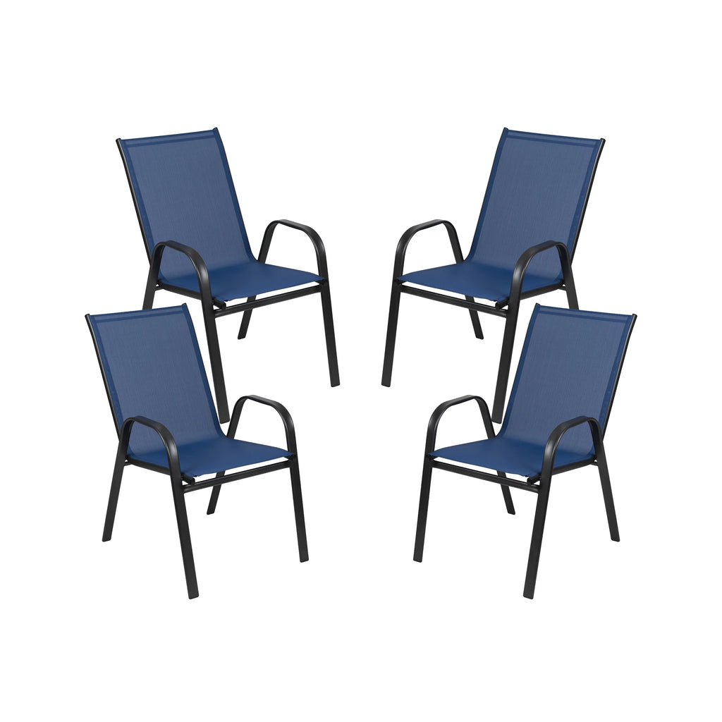 Emma + Oliver 4 Pack Gray Outdoor Stack Chair with Flex Comfort Material - Patio Stack Chair