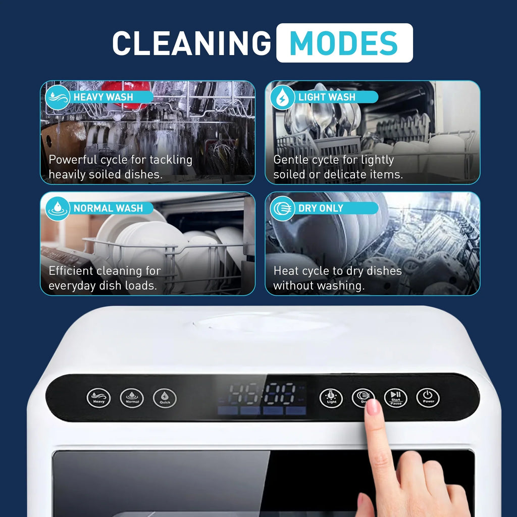 Portable Countertop Dishwasher with 4 Washing Programs and 360" Dual Spray