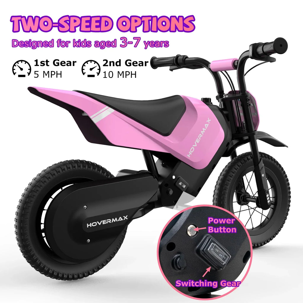 HOVERMAX Electric Dirt Bike, 150W Electric Motorcycle 10MPH Max Speed, Ride On Toys motocross for Kids