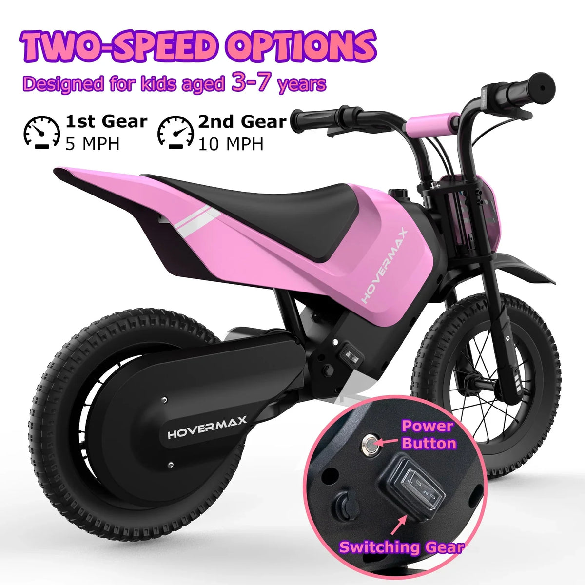 HOVERMAX Electric Dirt Bike, 150W Electric Motorcycle 10MPH Max Speed, Ride On Toys motocross for Kids