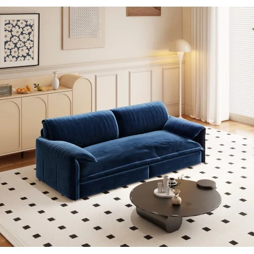 66" Queen Pull Out Sofa Bed, 3-in-1 Convertible Sleeper Sofa with Side Storage,Multi-Functional Velvet Loveseat Bed for Living Room,Bedroom