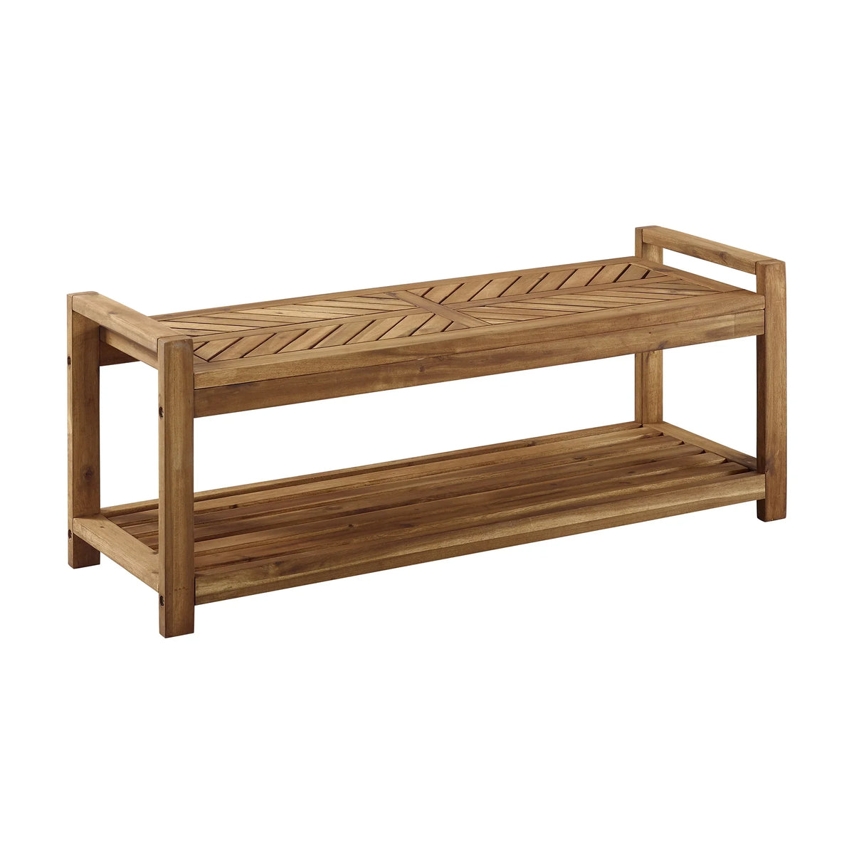 Manor Park Chevron Outdoor Storage Acacia Wood Bench - Brown