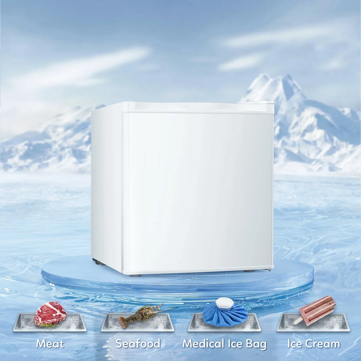 KNDKO Upright Freezer, 1.2cu.ft Mini Freezer with Adjustable Thermostat & Removable Shelves, Stand Up Freezer for Home/Office/Dorm, White