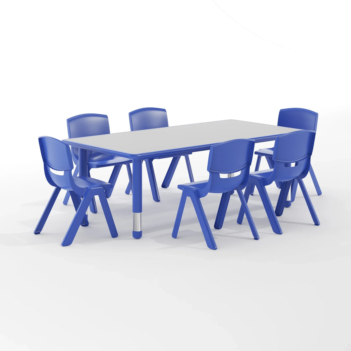 Flash Furniture Emmy Adjustable Classroom Activity Table for Kids with 6 Chairs, Red/Gray