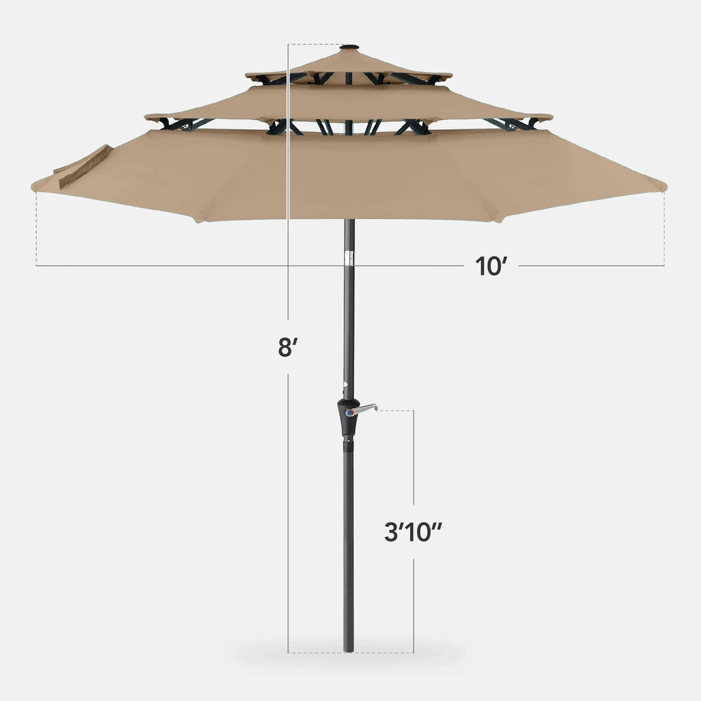 Best Choice Products 10ft 3-Tier Patio Umbrella, Market Sun Shade w/ Tilt Adjustment, Easy Crank - Red