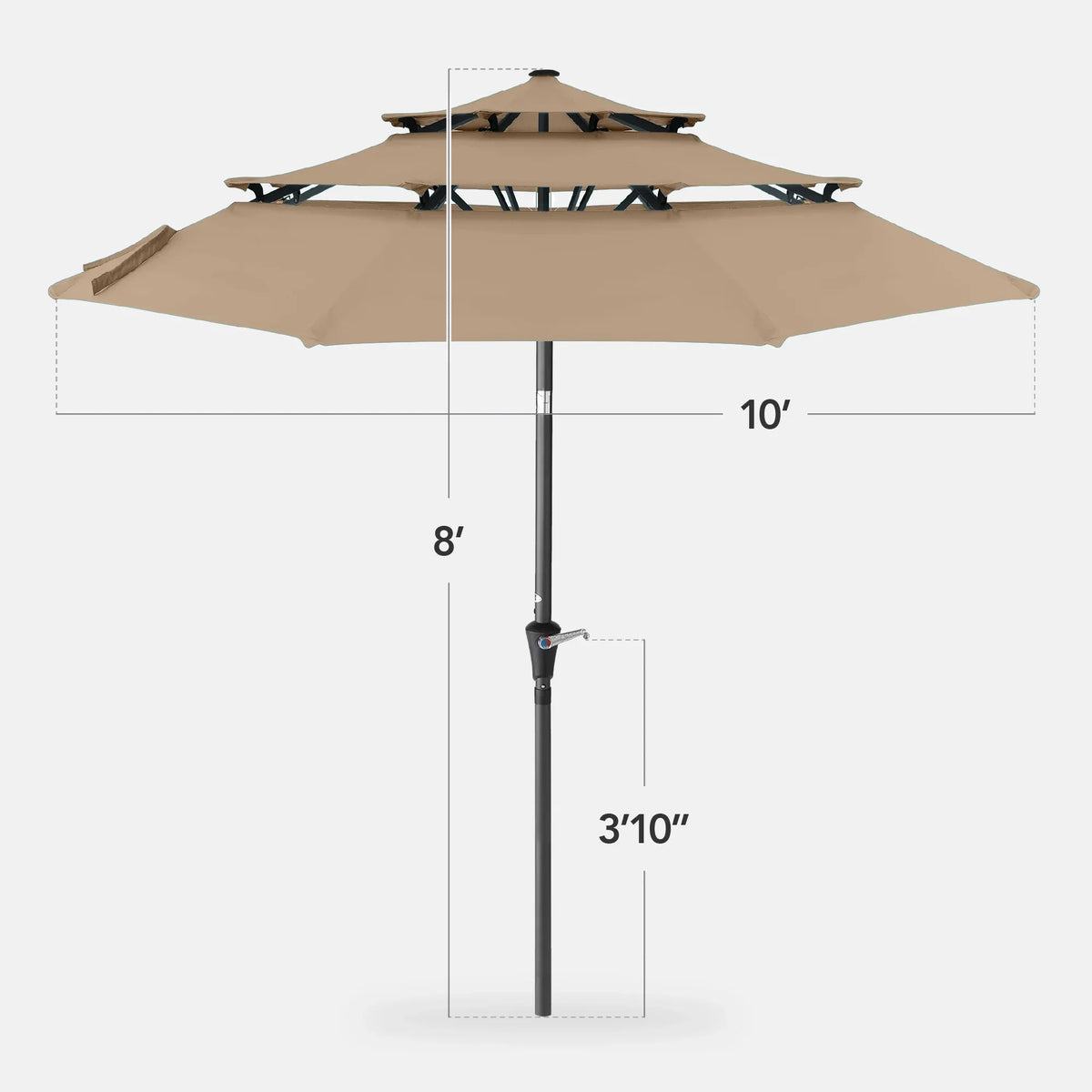 Best Choice Products 10ft 3-Tier Patio Umbrella, Market Sun Shade w/ Tilt Adjustment, Easy Crank - Red