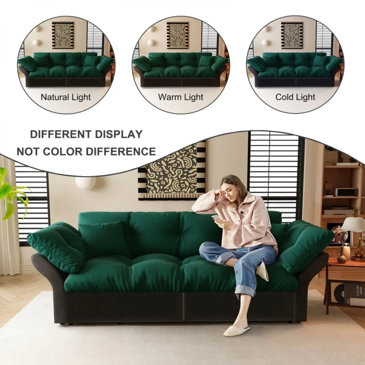 66" Queen Pull Out Sofa Bed, 3-in-1 Convertible Sleeper Sofa with Side Storage,Multi-Functional Velvet Loveseat Bed for Living Room,Bedroom