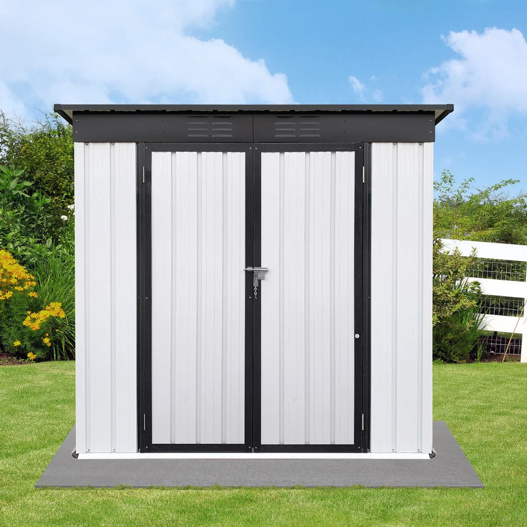 Aukfa Outdoor Storage Shed, 5 X 4 FT Metal Garden Shed, Waterproof Tool Shed for Backyard Patio, Brown