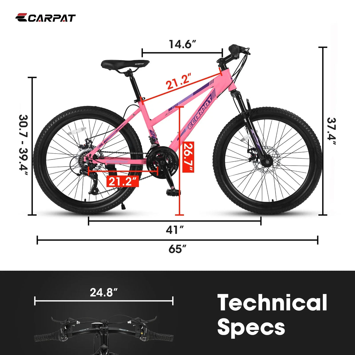 Ecarpat 26 Inch Mountain Bike Adults Womens Mountain Bicycles with Dual Disc Brakes Shimano 21-Speed Full Suspension MTB Bicycles for Outdoor Commuting Exercise, Multi Colors