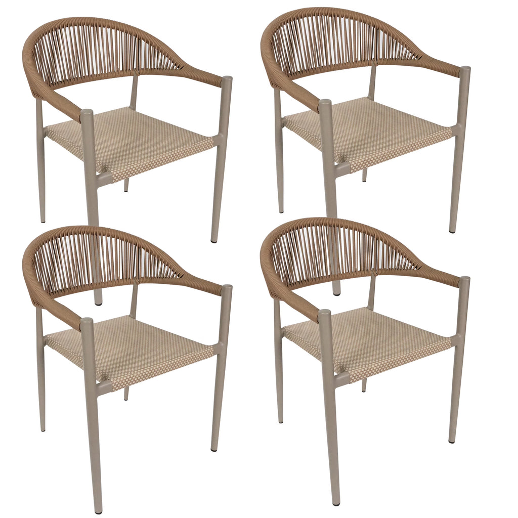 Vmopu New Set of 4 Gray Outdoor Stackable Dining Chair, PE Rattan for Bistro Restaurant Garden