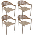 Vmopu New Set of 4 Gray Outdoor Stackable Dining Chair, PE Rattan for Bistro Restaurant Garden