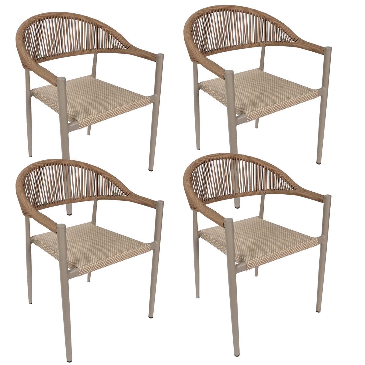 Vmopu New Set of 4 Gray Outdoor Stackable Dining Chair, PE Rattan for Bistro Restaurant Garden