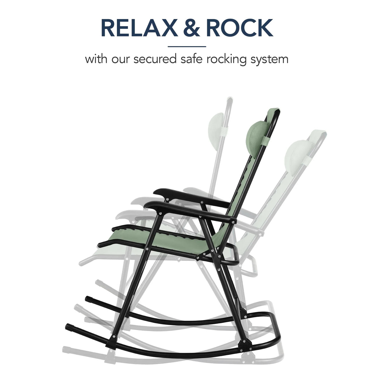 Best Choice Products Folding Outdoor Zero Gravity Rocking Lounge Chair w/ Headrest Pillow - Black
