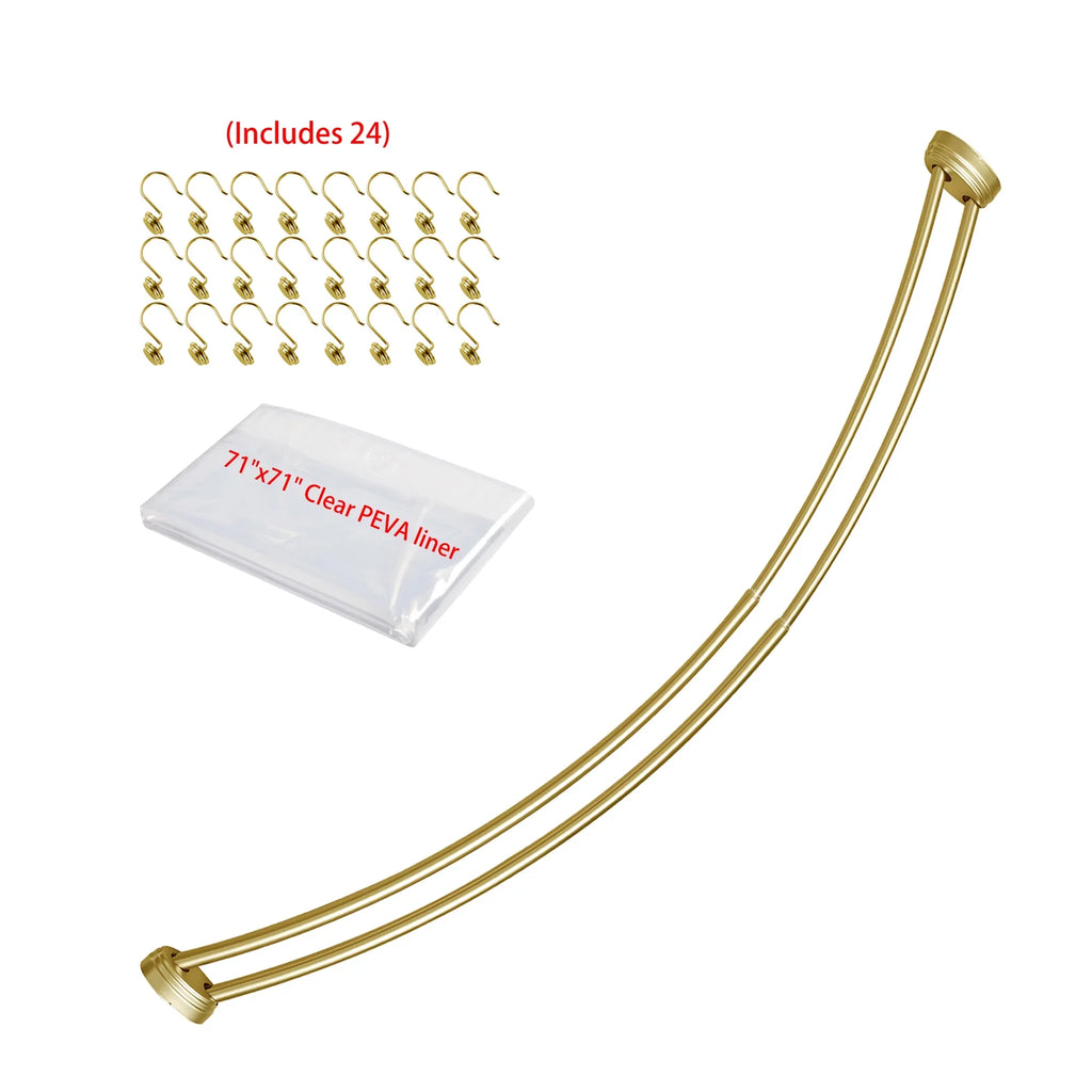 Utopia Alley Rustproof Wall Mounted Aluminum Double Curved Shower Curtain Rod, Screw Mount Rod, Secure Than Tension, Adjustable Shower Rod from 45" to 72", Includes shower liner & hooks (Bronze)