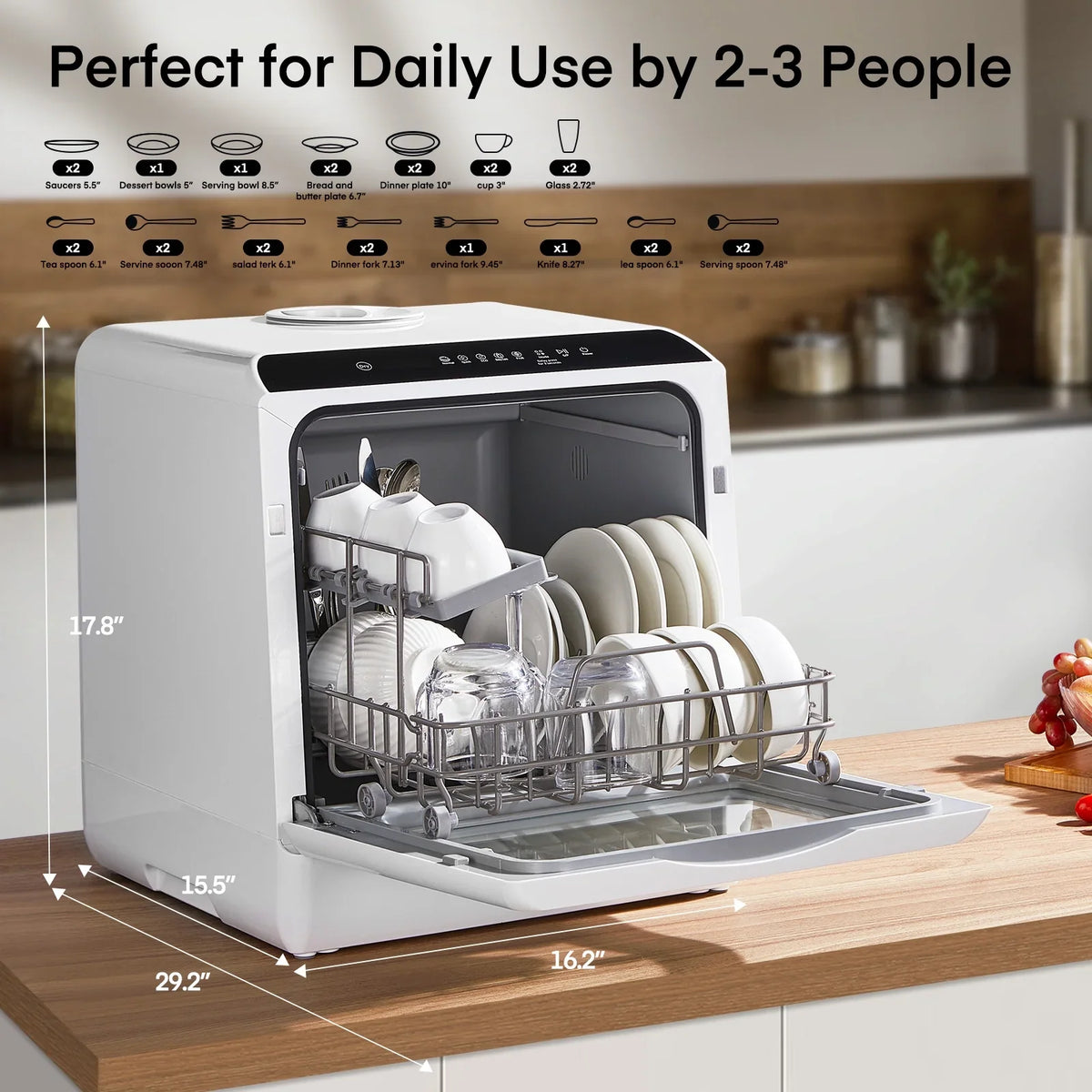 Countertop Dishwasher with Timeing Function, 6 Programs, 360" Dual Spray, 167�H High-Temp, Mini Portable Dishwasher for Home,Apartments,RVs