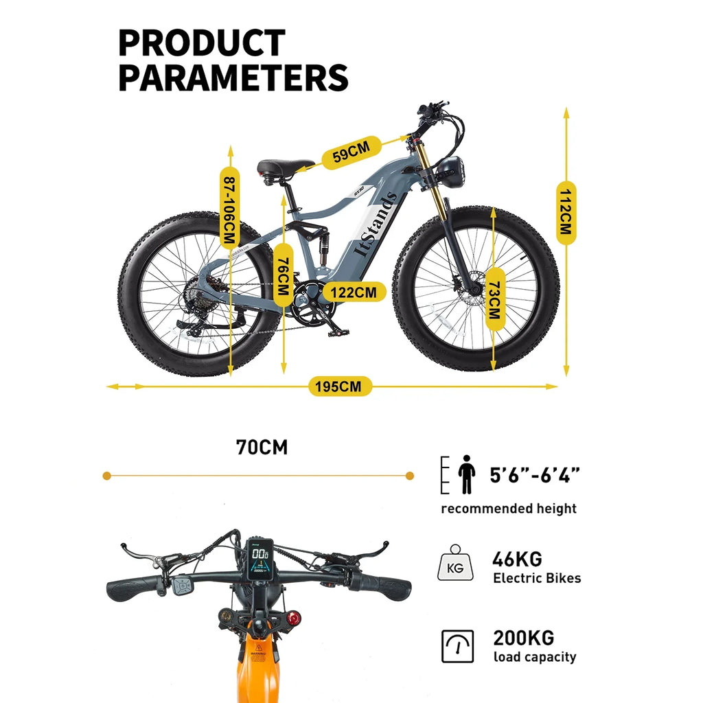 Electric Bike for Adults 26'', 1000W E-Mountain Bike 48V 30/20Ah UL2849 Removable Battery,Fat Tire Ebike up to 30MPH Off Road Beach Snow Electric Bicycles Full Suspension & Dual Hydraulic Disc Brakes