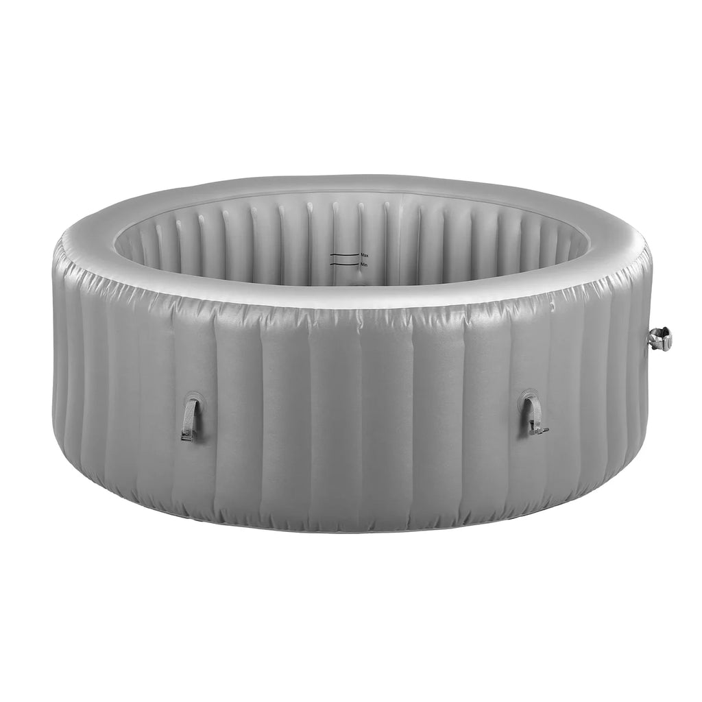 KFFKFF Inflatable Hot Tub, 4-6 Person Capacity, 81.9 x 26in Round Portable Outdoor Spa, with 130 Jets, Headrest, LED Light, Cover, Control Panel, PVC Outdoor Tub, Grey