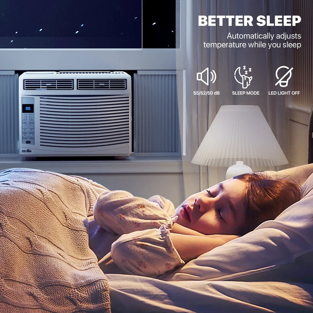 mollie 12,000 BTU 115V Window Air Conditioner, Cools Rooms up to 450 Sq.Ft., Window AC Unit with Remote Control, 24H-Timer and 3 Fan Speeds, White