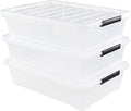 Esdiplot 3-Pack 40 L Clear Underbed Storage Container, Plastic Containers with Lids and Wheels, Under Bed Storage Bin for Cloths, Bedding, Books, Diapers, Shoes and Duvets
