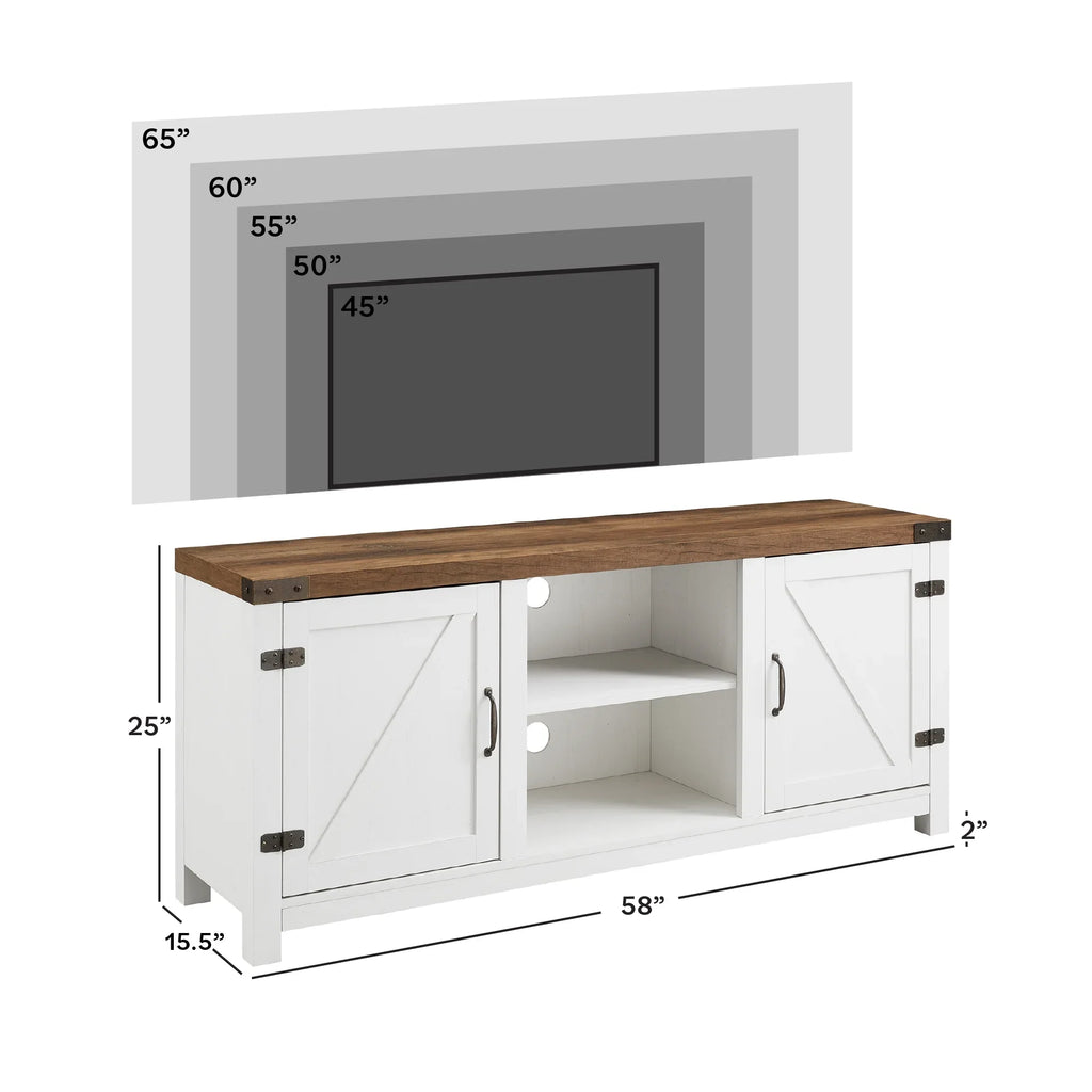 Walker Edison Modern Farmhouse Barn Door TV Stand for TVs up to 65", Grey Wash