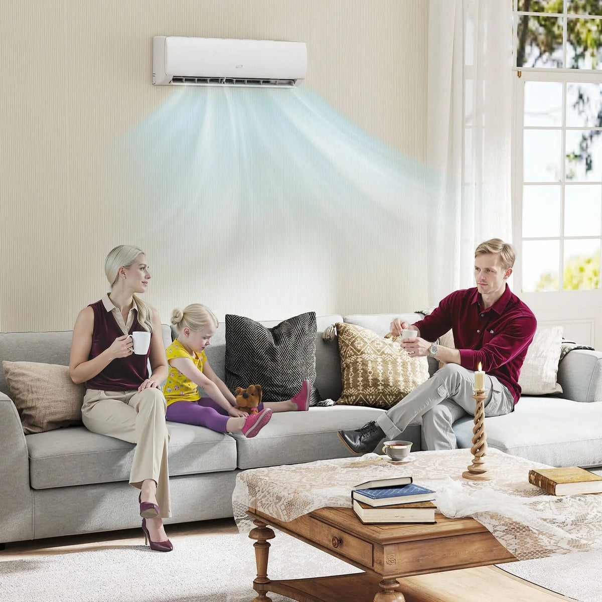 Costway 11500 BTU Wifi Enabled Mini Split Air Conditioner & Heater Works with Alexa 750 Sq.Ft 17 SEER2 115V