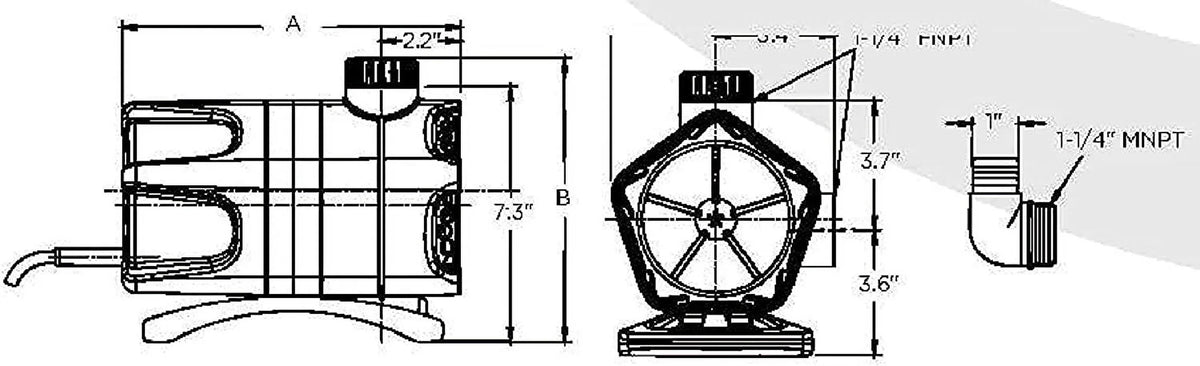 Little Giant 566407 WGP-95-PW Dual Discharge Direct Drive Submersible Waterfall and Pond Pump, 700 Watts, 4,280 GPH