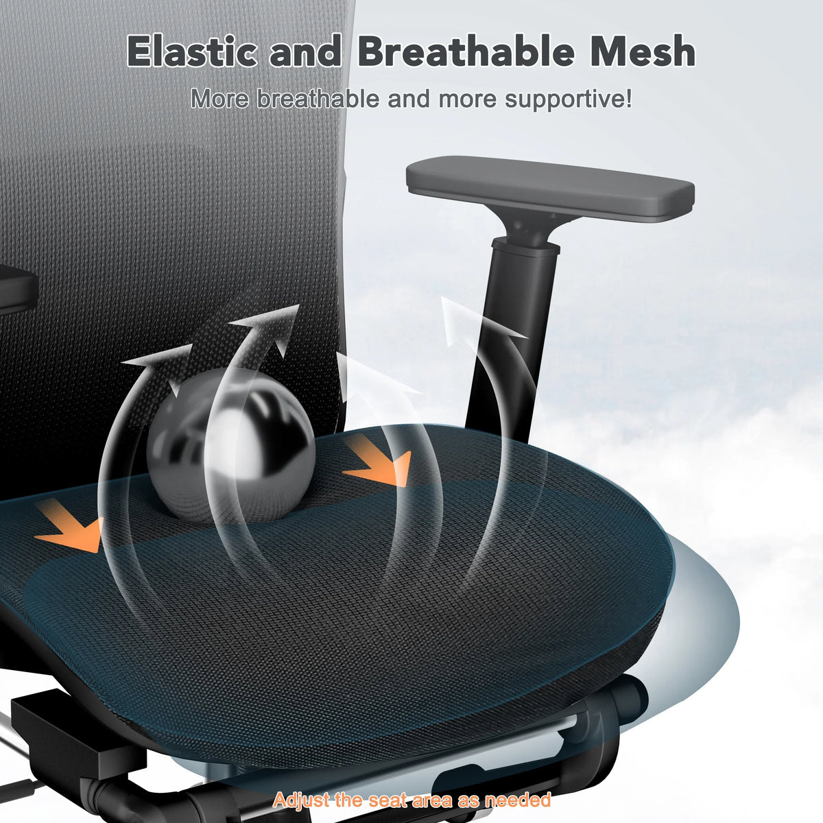 EVMORE Ergonomic Office Chair, Computer Desk Chair with Lumbar Support, Adjustable Headrest, and Breathable Mesh Back - 400 lbs Capacity, Black(with Footrest/3D Armrest)