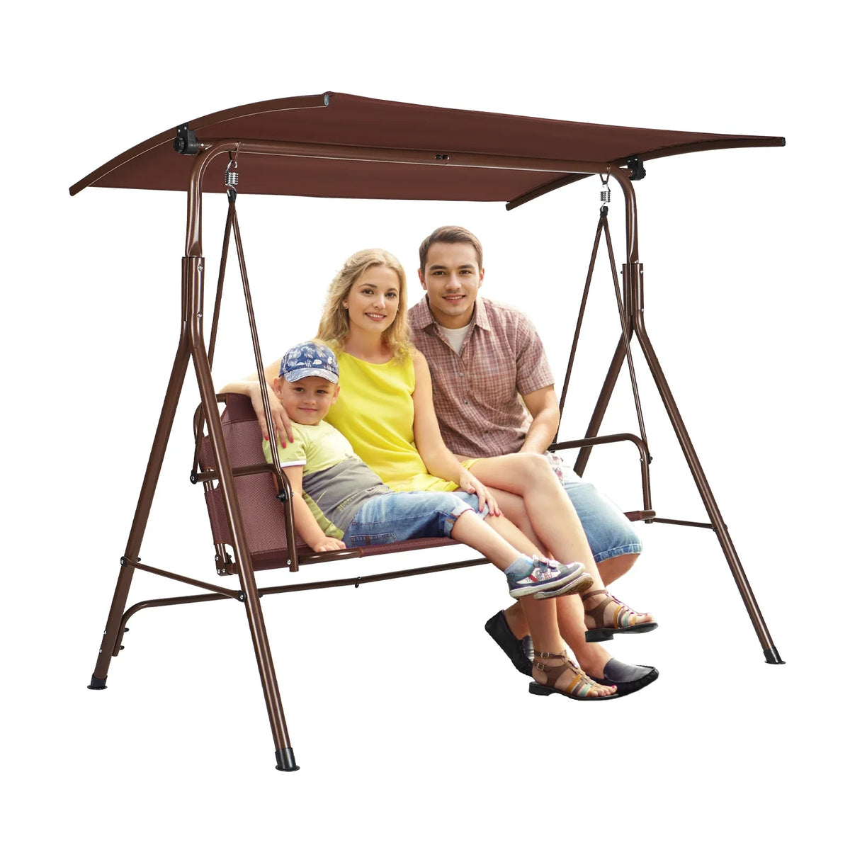 KFFKFF Alloy Steel Chair Porch Swing, Brown