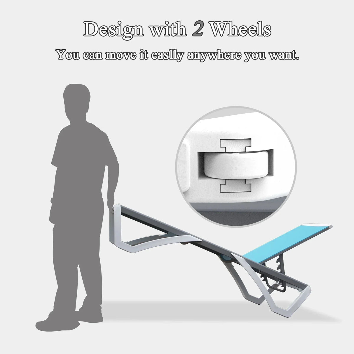 Domi Outdoor Living Chaise Lounge Chair Aluminum Adjustable Pool Lounge Chair"With All-Weather Textilene for Deck, Lawn, Backyard "1 Grey Chair"
