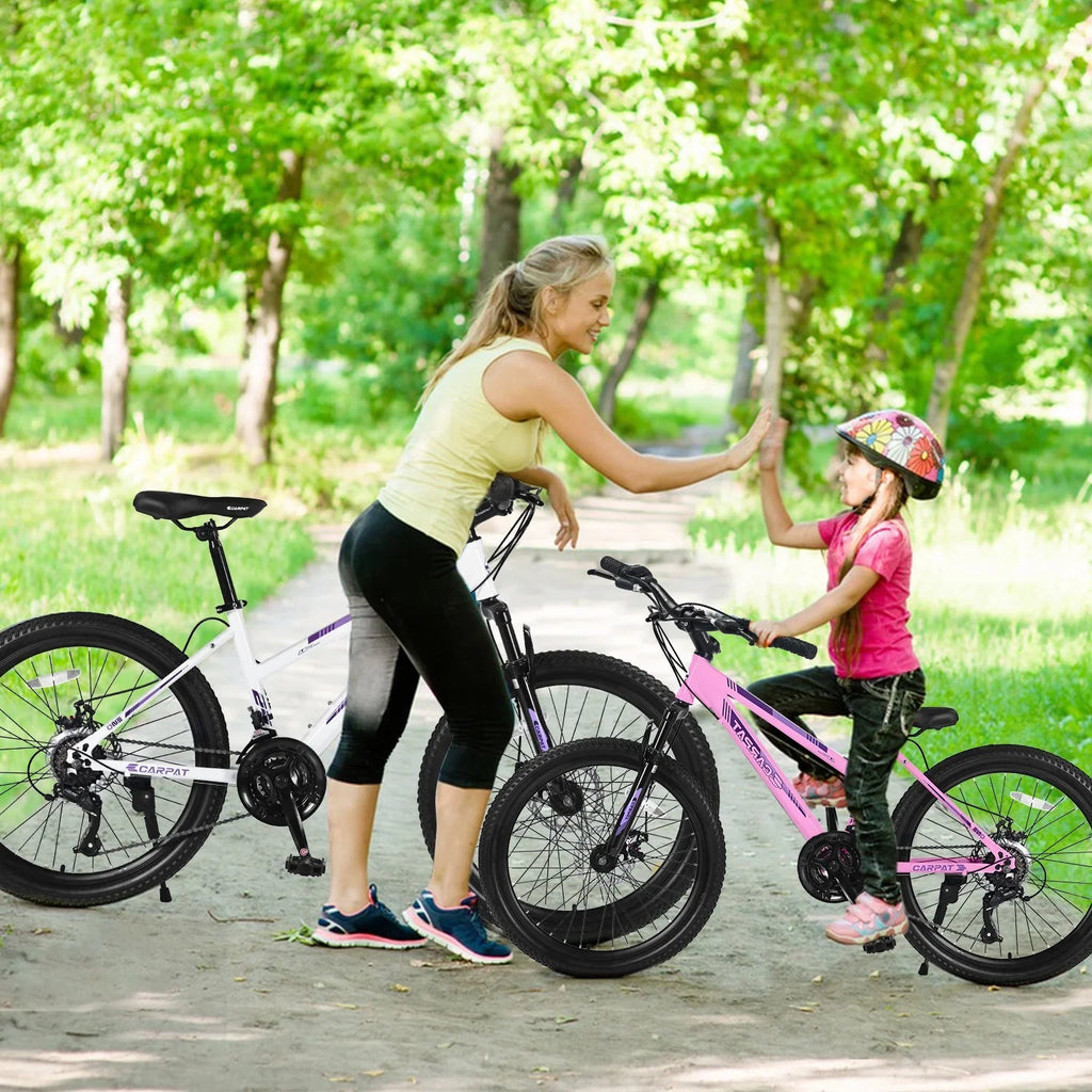 Ecarpat 26 Inch Mountain Bike Adults Womens Mountain Bicycles with Dual Disc Brakes Shimano 21-Speed Full Suspension MTB Bicycles for Outdoor Commuting Exercise, Multi Colors