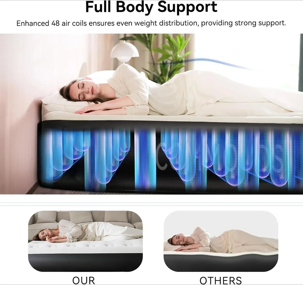 Queen Air Mattress - 13" High, Built-in Battery Removable Pump, Portable Inflatable Bed for Camping/Home/Guest