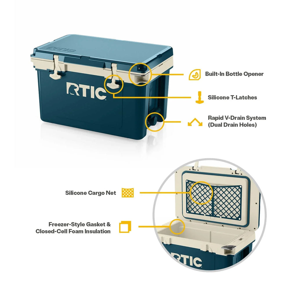 RTIC 32 QT Ultra-Light Hard-Sided Ice Chest Cooler, Fits 48 Cans, Dark Grey & Cool Grey
