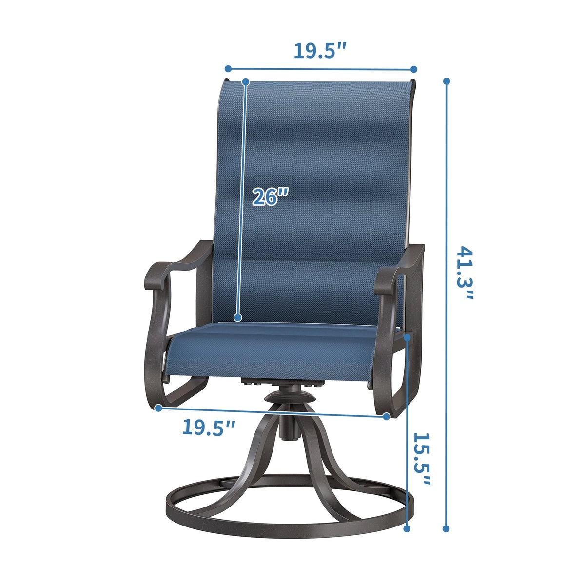 UDPATIO High Back Outdoor Dining Chairs Set of 2, All Weather Swivel Patio Chairs, Breathable Garden Outdoor Furniture for Backyard Deck