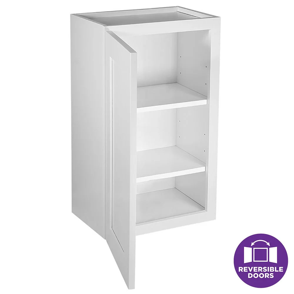 Design House Brookings Solid Wood Ready to Assemble 15"W x 24"H x 12"D Tall Shaker Wall Kitchen Cabinet, White