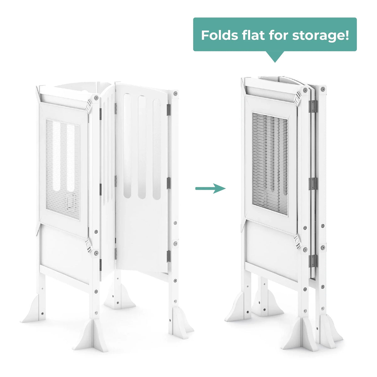 Guidecraft Contemporary Kitchen Helper Step Stool - White: Adjustable, Folding Montessori Toddler Tower - Safety Learning Furniture