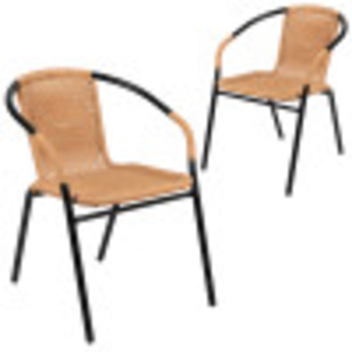 Flash Furniture Lila Indoor/Outdoor Stacking Rattan Patio Chairs, Set of 2, Beige