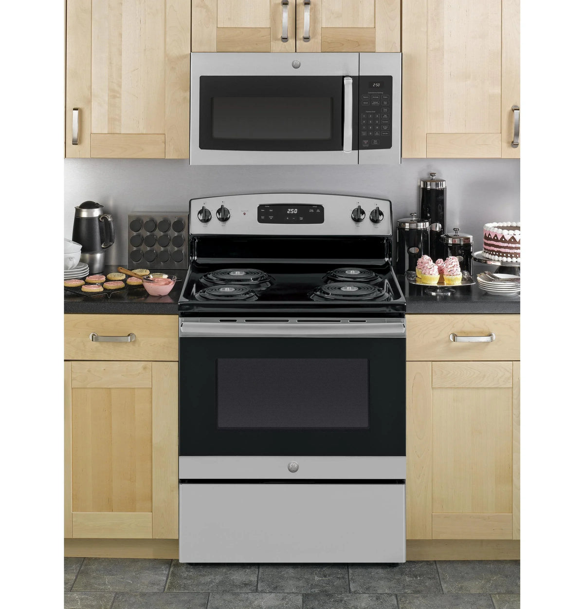 GE JVM3160RFSS 30 Over-the-Range Microwave Oven with 1.6 cu. ft. Capacity 2-Speed 300 CFM Venting in Stainless Steel