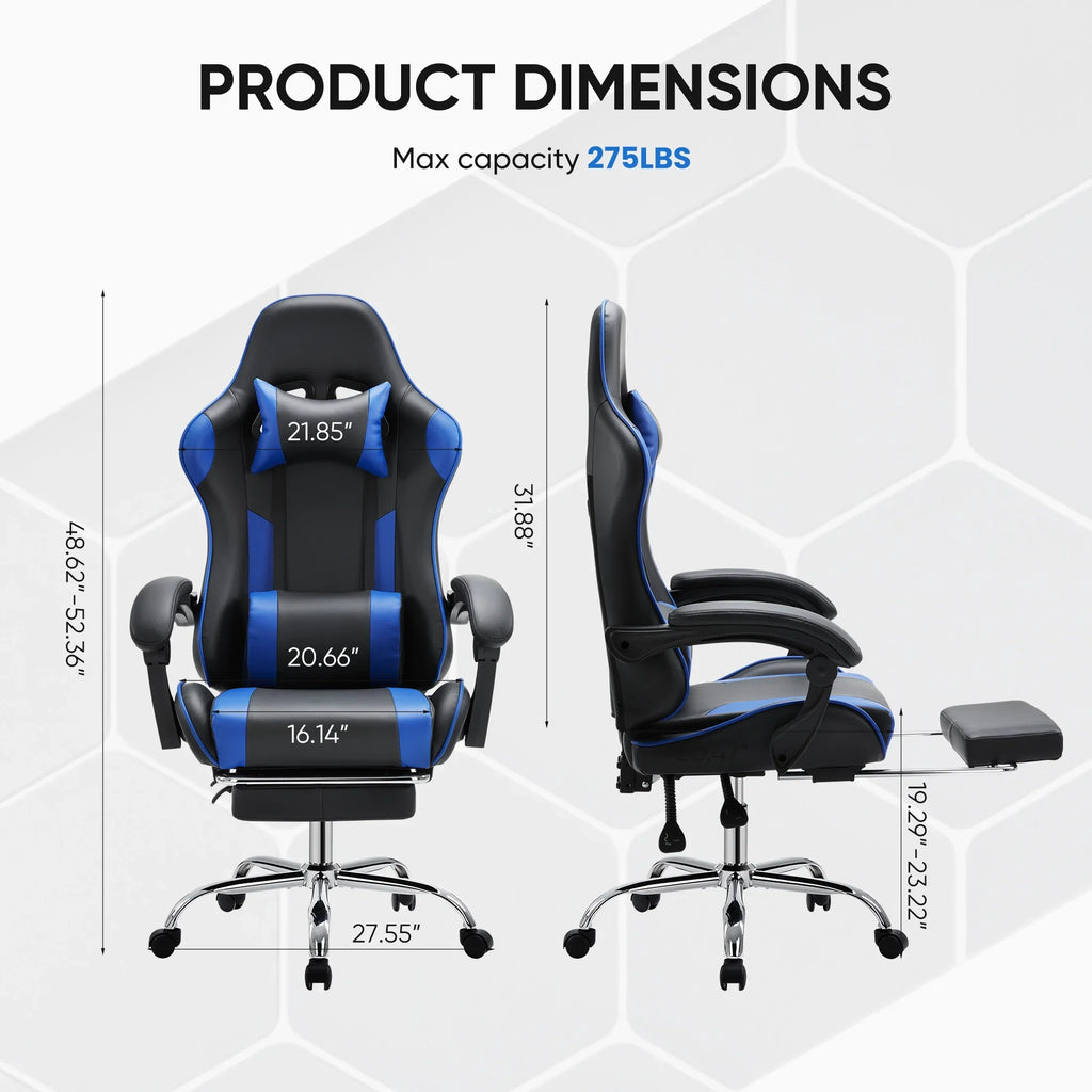 MCQ Ergonomic Swivel Gaming Chair with Headrest Lumbar Support for Home Office, Black and Grey