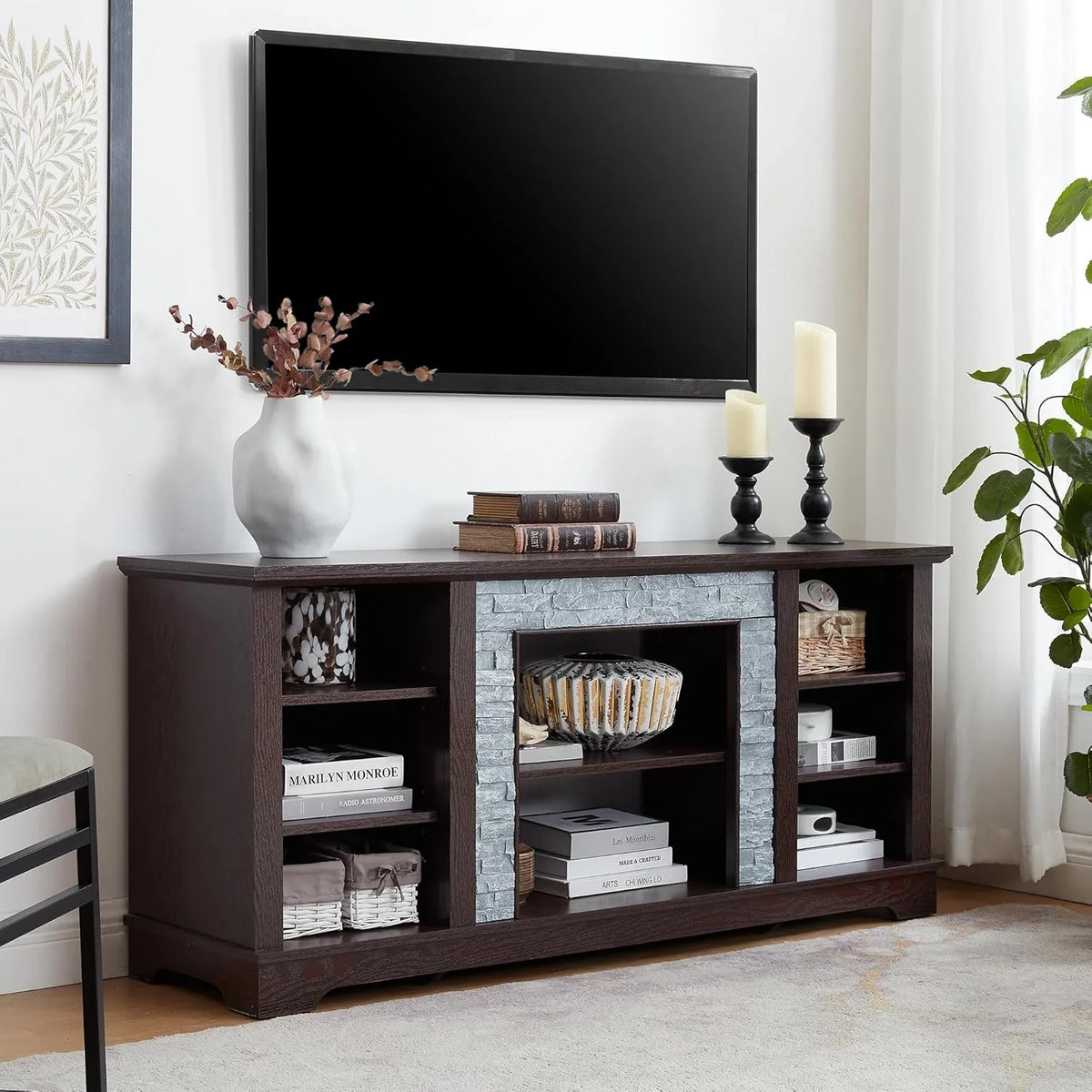 70 Inch TV Stand for TVs up to 80 Inch, Entertainment Center with Storage for Living Room, TV Console for Bedroom, Media Console for 40/50/55/60/65/70/75/80 Inch TV, White