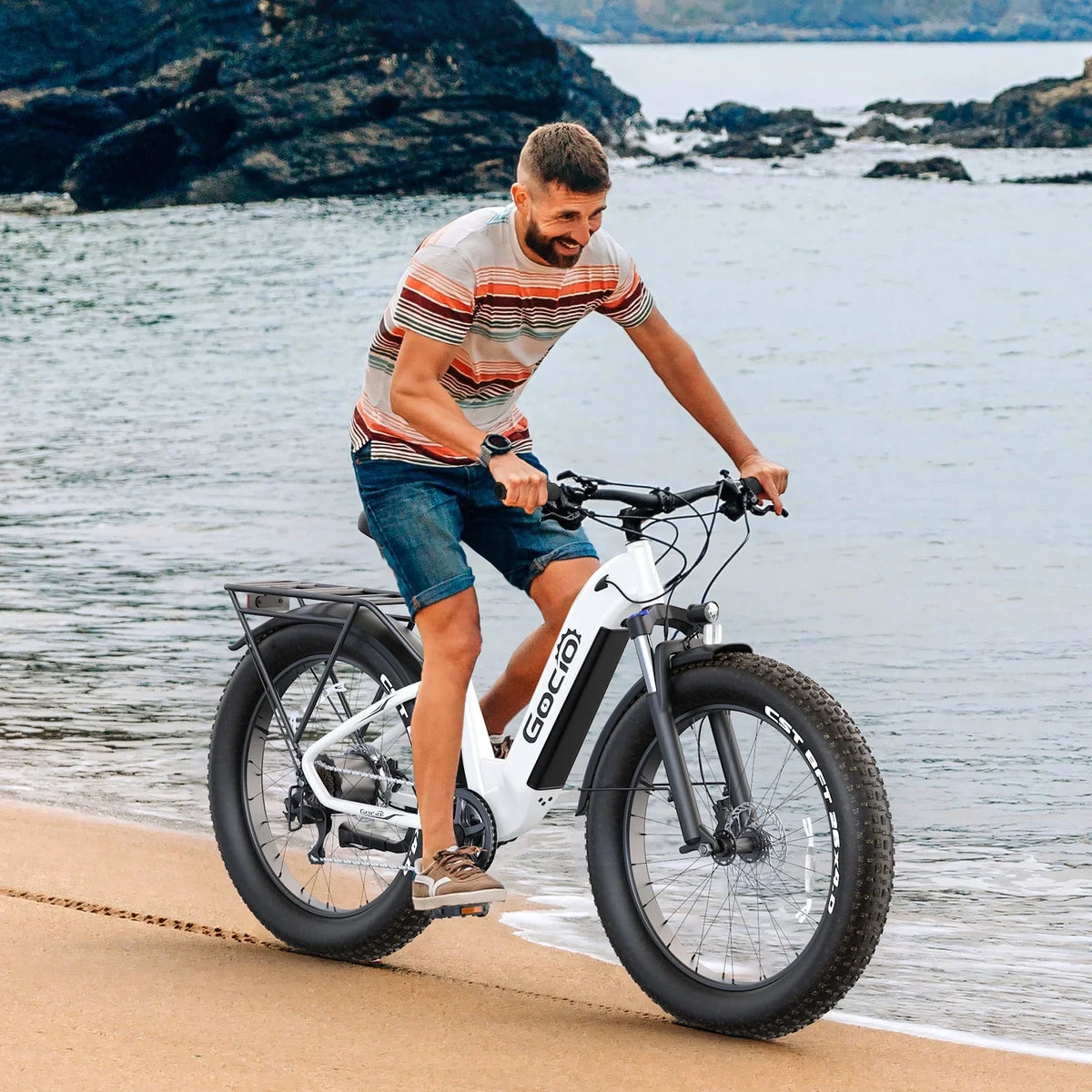 Gocio Electric Bike for Adults, 26" Fat Tire E-Mountain Bike, 1350W Peak Motor 48V 15Ah Battery, 22MPH 7-Speed Ebike for off Road, UL 2849