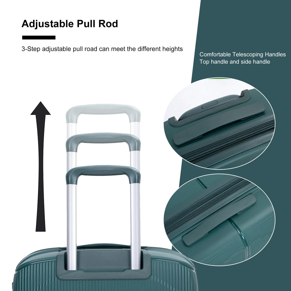 3 Pieces Luggage Set (20/24/28), Expandable PP Lightweight Hardshell Durable Suitcase with 4 Double 360 Degrees Mute Spinner Wheels and TSA Lock for Men Women, Black