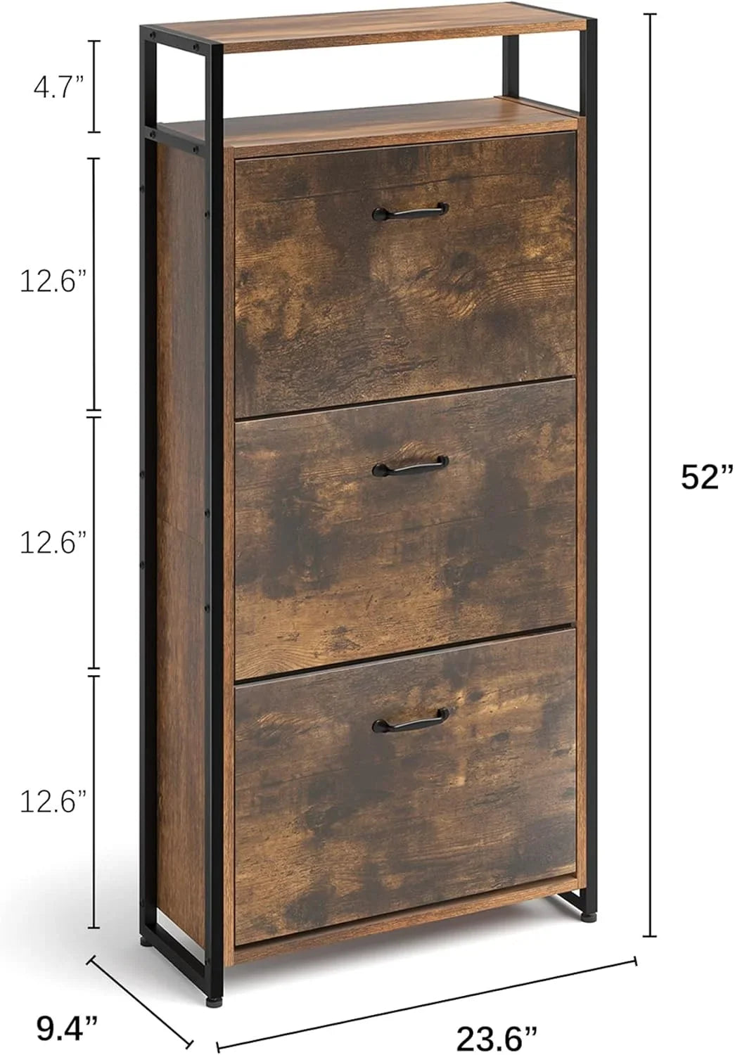 HAIOOU Shoe Storage Cabinet, Wood Shoe cabinet with Adjustable Shelf for Entryway with 3 Flip Drawers,Rustic Brown