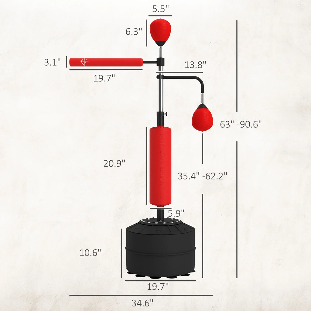 Soozier 4-in-1 Boxing Punching Bag Stand with 2 Speedballs, 360° Relax Bar, & PU-Wrapped Bag & Adjustable Height, Black