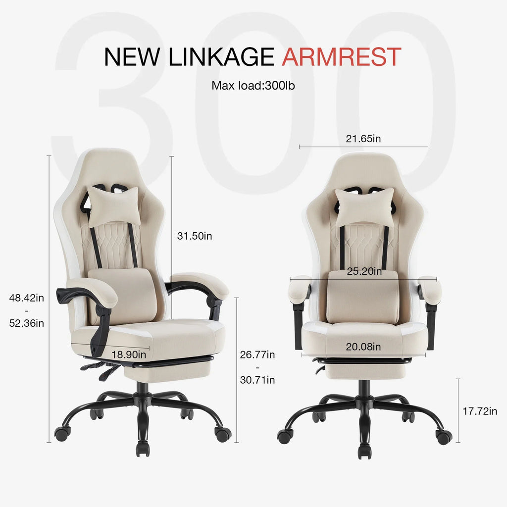 MCQ Ergonomic Swivel Gaming Chair with Headrest Lumbar Support for Home Office, Black and Grey