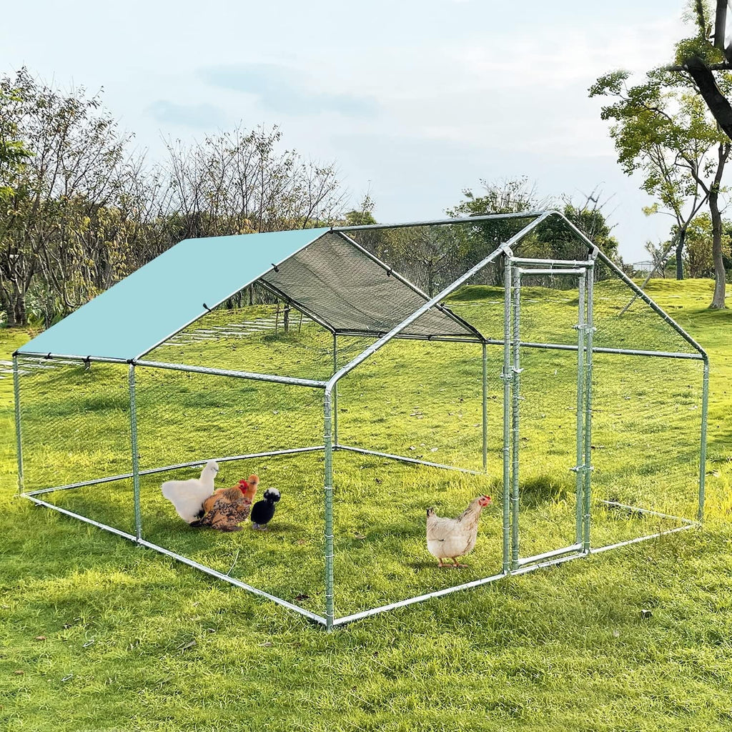 Large Metal Chicken Coop Chicken Run,Chicken Pen with Water-Resident and Anti-UV Cover,Duck Rabbit House Outdoor(10" W x 13" L x 6.5" H)