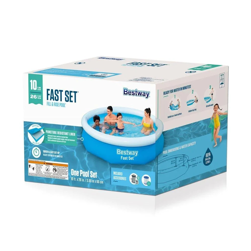 Bestway Fast Set 10" x 26" Round Inflatable Pool Set