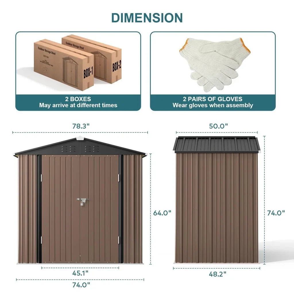 6' x 4' Outdoor Storage Shed on Sale, Aiho Shed & Outdoor Storage Clearance, Metal Storage Shed for Outside, Backyard, Garden & Patio - Dark Gray