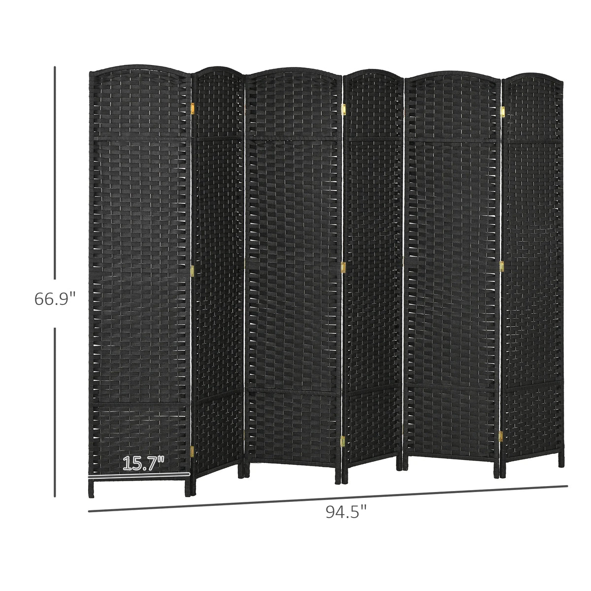 HOMCOM 4 Panel Room Divider Freestanding Folding Privacy Screen Nature Wood
