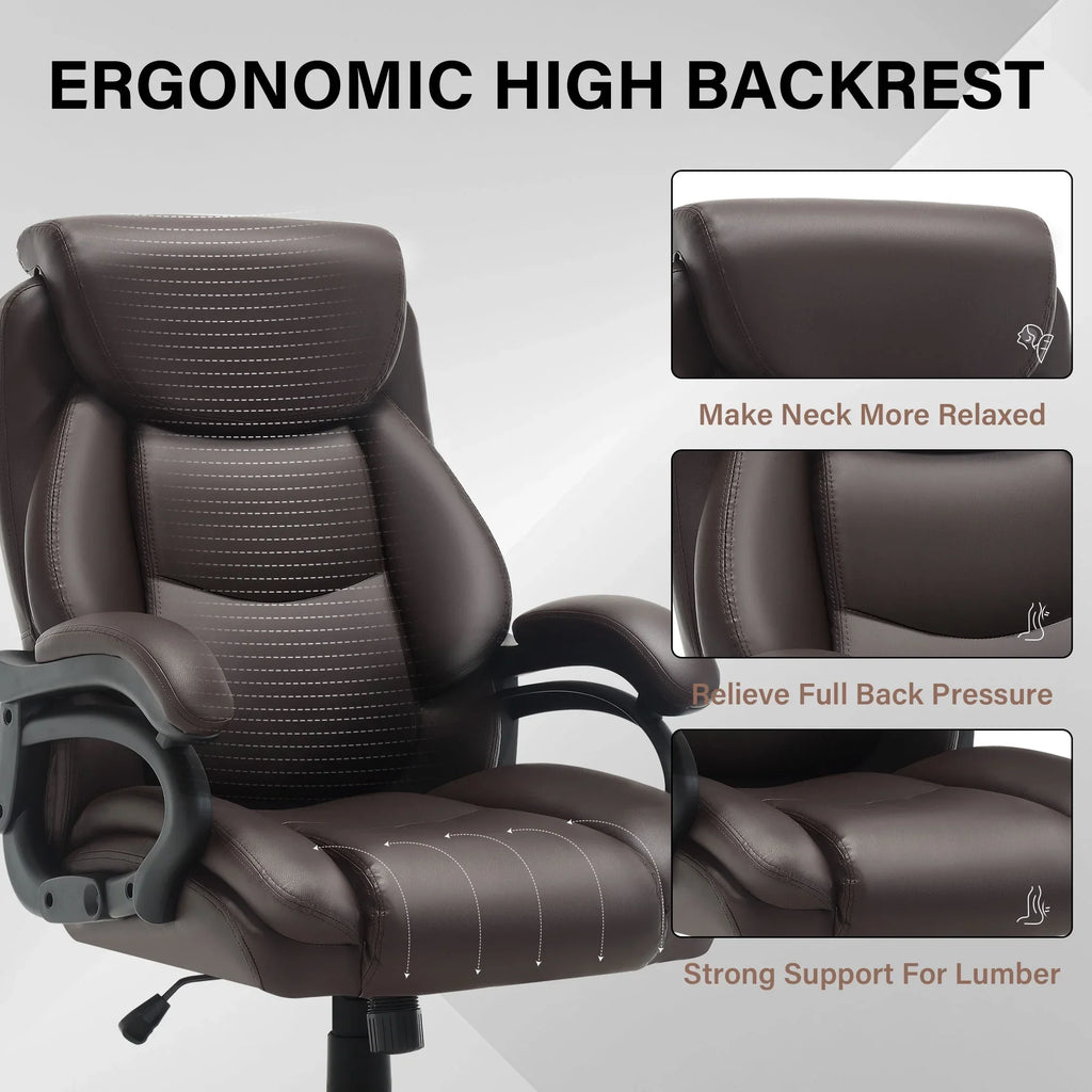 JONPONY Big and Tall Office Chair 500LBS Wide Seat Ergonomic Computer Desk Chair High Back Executive Leather Chair Adjustable Task Chair Lumbar Back Support 8 Hours Heavy Duty Design,Black